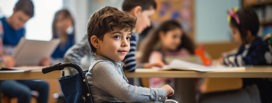 Enfant en fauteuil roulant atteint du syndrome CDKL5